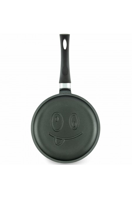 Сковорода блинная НЕВА МЕТАЛЛ ПОСУДА Весёлая Улыбка 22 см (черный) 1