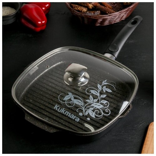 Сковорода-гриль Kukmara Granit ultra сгкго282а съемная ручка 28х28 см (черный) 2