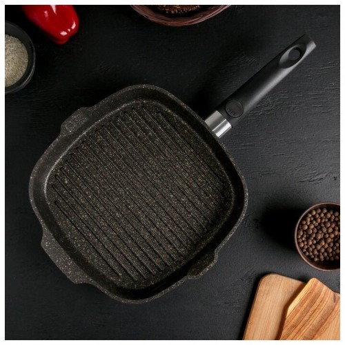 Сковорода-гриль Kukmara Granit ultra сгкго282а съемная ручка 28х28 см (черный) 3