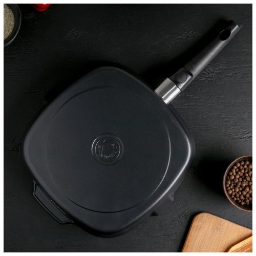 Сковорода-гриль Kukmara Granit ultra сгкго282а съемная ручка 28х28 см (черный) 4