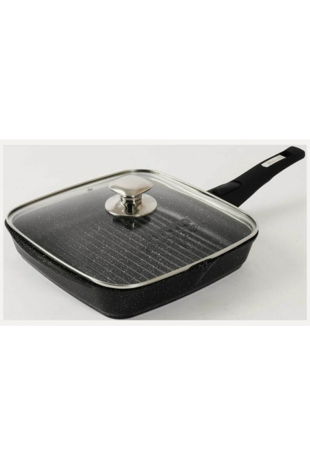 Сковорода-гриль Мечта Гранит Black С064802 с крышкой съемная ручка 24 см (черный) 
