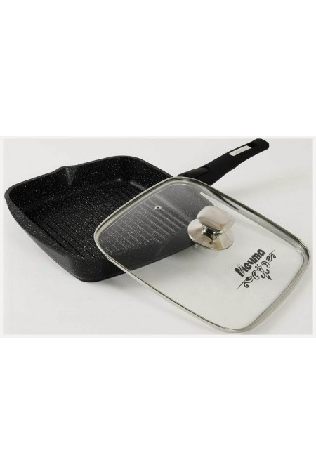 Сковорода-гриль Мечта Гранит Black С064802 с крышкой съемная ручка 24 см (черный) 1