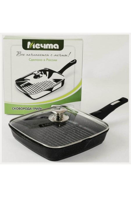 Сковорода-гриль Мечта Гранит Black С064802 с крышкой съемная ручка 24 см (черный) 5