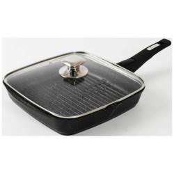 Сковорода-гриль Мечта Гранит Black С068802 с крышкой съемная ручка 28 см (черный)