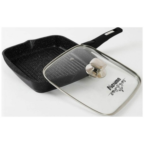 Сковорода-гриль Мечта Гранит Black С068802 с крышкой съемная ручка 28 см (черный) 1