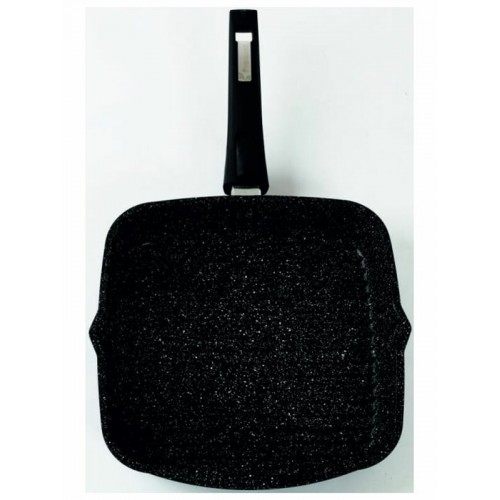 Сковорода-гриль Мечта Гранит Black С068802 с крышкой съемная ручка 28 см (черный) 2