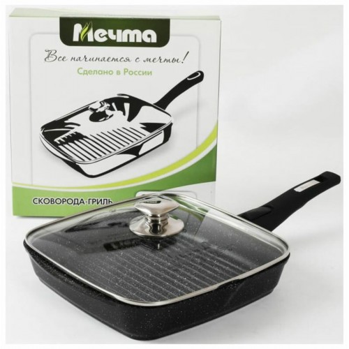 Сковорода-гриль Мечта Гранит Black С068802 с крышкой съемная ручка 28 см (черный) 5
