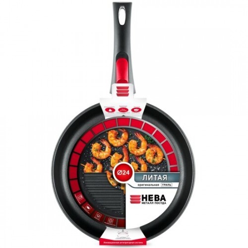 Сковорода-гриль НЕВА МЕТАЛЛ ПОСУДА 4424 Оригинальная 24 см (черный) 3