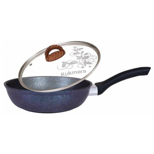 Сковорода Kukmara Granit ultra сгг261а с крышкой не съемная ручка 26 см (синий) 1