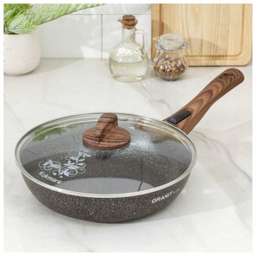 Сковорода Kukmara Granit ultra сгг263а с крышкой съемная ручка 26 см (синий) 1