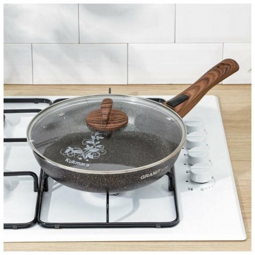 Сковорода Kukmara Granit ultra сгг263а с крышкой съемная ручка 26 см (синий) 6