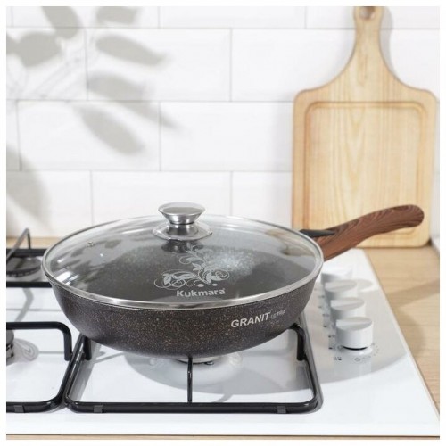 Сковорода Kukmara Granit ultra сгг263а с крышкой съемная ручка 26 см (синий) 8