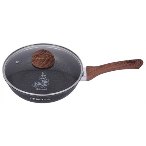 Сковорода Kukmara Granit Ultra сго241а с крышкой не съемная ручка 24 см (original) 2
