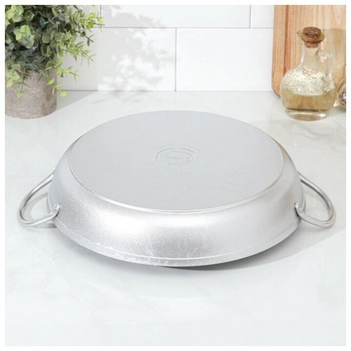 Сковорода Kukmara Литая с302 не съемная ручка 30 см (серебристый) 4