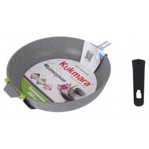Сковорода Kukmara Мраморная смс246а съемная ручка 24 см (светлый мрамор) 1