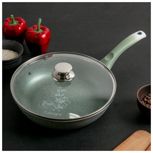 Сковорода Kukmara Мраморная смс262а не съемная ручка 26 см (светлый мрамор) 9