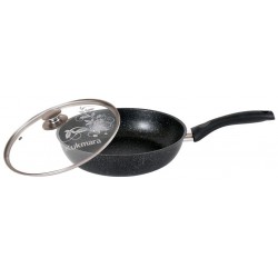 Сковорода Kukmara Мраморная смт26603а с крышкой не съемная ручка 26 см (темный мрамор)