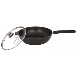 Сковорода Kukmara Мраморная смт26604а с крышкой съемная ручка 26 см (темный мрамор)