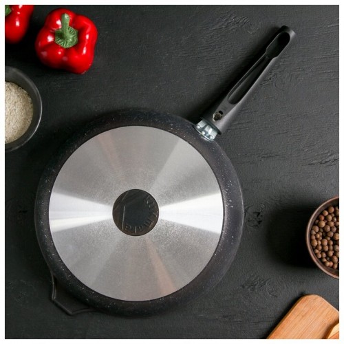 Сковорода Kukmara Мраморная смт26604а с крышкой съемная ручка 26 см (темный мрамор) 5