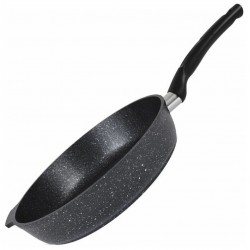 Сковорода Kukmara Мраморная смт284а с крышкой не съемная ручка 28 см (темный мрамор)