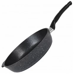 Сковорода Kukmara Мраморная смт284а с крышкой не съемная ручка 28 см (темный мрамор)