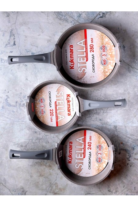 Сковорода Kukmara Stella сск241а с крышкой не съемная ручка 24 см (капучино) 4
