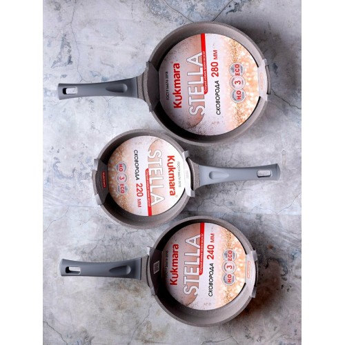 Сковорода Kukmara Stella сск241а с крышкой не съемная ручка 24 см (капучино) 4