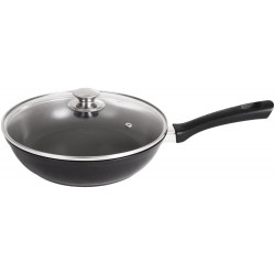 Сковорода Kukmara Традиция с223а с крышкой не съемная ручка 22 см (черный)