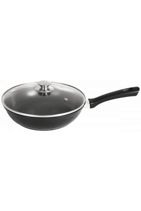 Сковорода Kukmara Традиция с242а с крышкой съемная ручка 24 см (черный) 