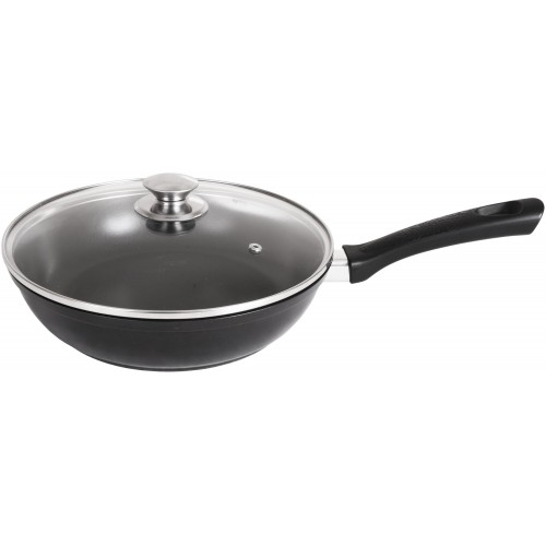 Сковорода Kukmara Традиция с242а с крышкой съемная ручка 24 см (черный) 