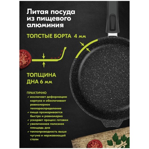 Сковорода Мечта Гранит black 018802 съемная ручка 18 см (черный) 8