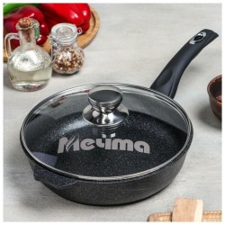 Сковорода Мечта Гранит Black с022802 с крышкой съемная ручка 22 см (черный)
