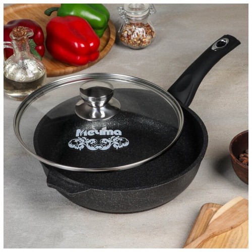 Сковорода Мечта Гранит Black с022802 с крышкой съемная ручка 22 см (черный) 1