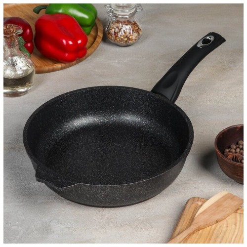 Сковорода Мечта Гранит Black с022802 с крышкой съемная ручка 22 см (черный) 2