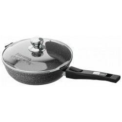 Сковорода Мечта Гранит Black с022802 с крышкой съемная ручка 22 см (черный)