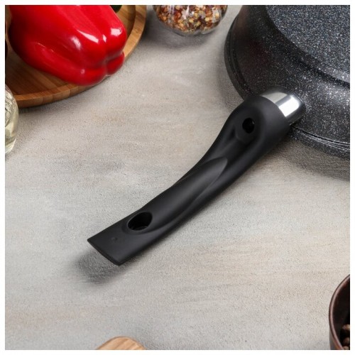 Сковорода Мечта Гранит Black с022802 с крышкой съемная ручка 22 см (черный) 4