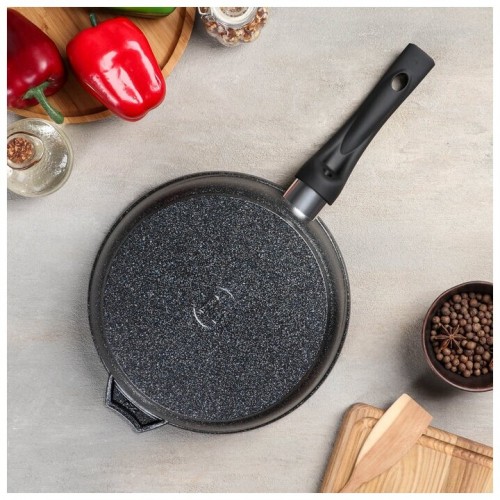 Сковорода Мечта Гранит Black с022802 с крышкой съемная ручка 22 см (черный) 5