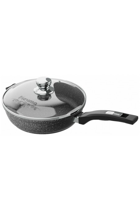Сковорода Мечта Гранит black С22802 с несъемной ручкой и стеклянной крышкой 22 см (черный) 3