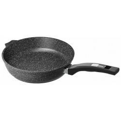 Сковорода Мечта Гранит black С22802 с несъемной ручкой и стеклянной крышкой 22 см (черный)