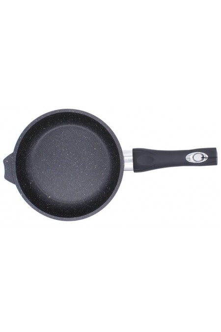 Сковорода Мечта Гранит black С24802 с несъемной ручкой и стеклянной крышкой 24 см (черный) 1