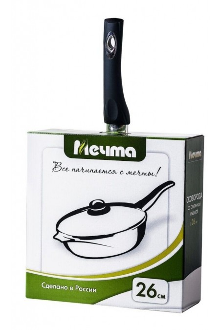 Сковорода Мечта Гранит black С30802 с несъемной ручкой и стеклянной крышкой 30 см (черный) 8