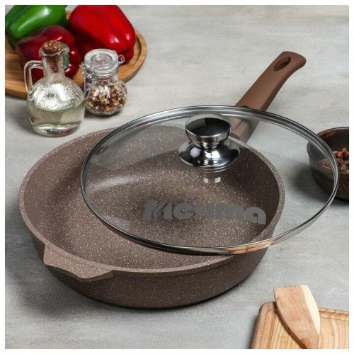 Сковорода Мечта Гранит Brown с022806 с крышкой съемная ручка 22 см (коричневый) 1
