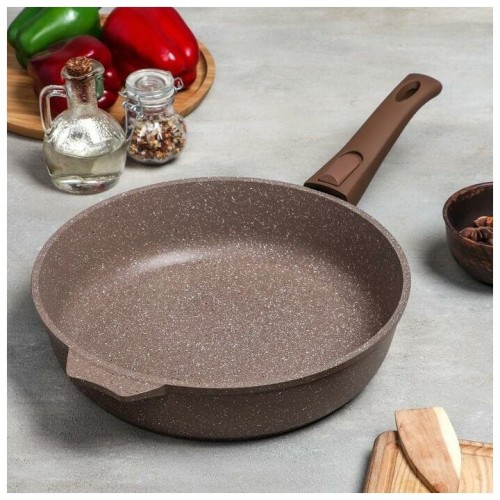 Сковорода Мечта Гранит Brown с022806 с крышкой съемная ручка 22 см (коричневый) 2
