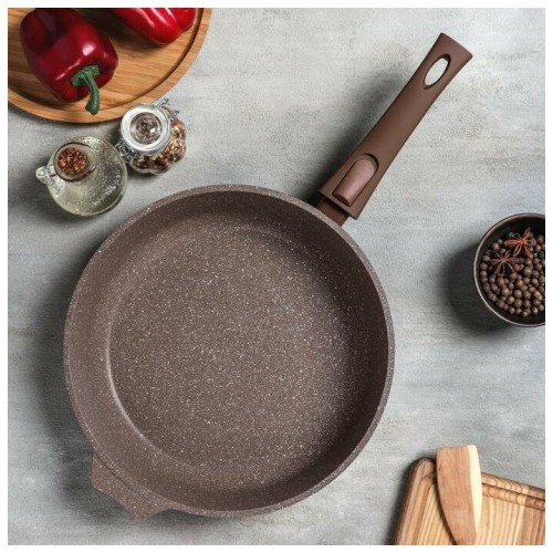 Сковорода Мечта Гранит Brown с022806 с крышкой съемная ручка 22 см (коричневый) 3