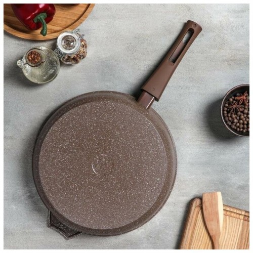 Сковорода Мечта Гранит Brown с022806 с крышкой съемная ручка 22 см (коричневый) 6
