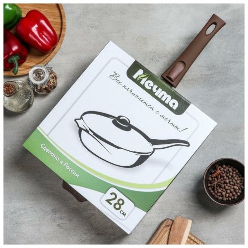 Сковорода Мечта Гранит Brown с022806 с крышкой съемная ручка 22 см (коричневый) 7