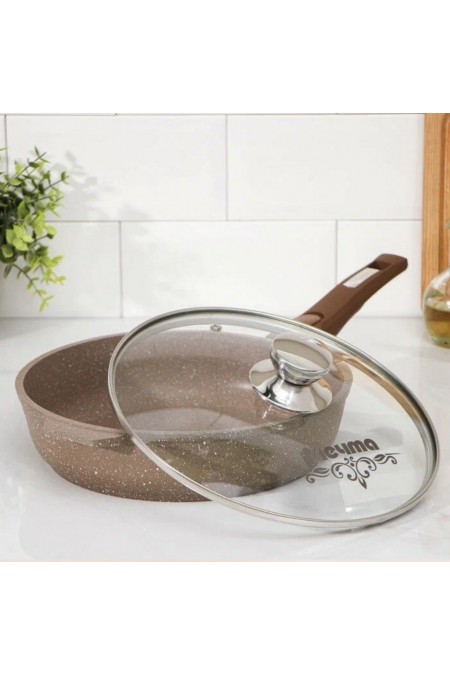 Сковорода Мечта Гранит Brown с026806 с крышкой съемная ручка 26 см (коричневый) 1