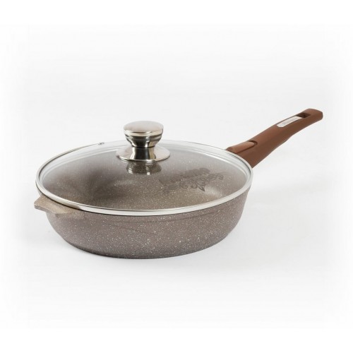 Сковорода Мечта Гранит Brown с028806 с крышкой съемная ручка 28 см (коричневый) 