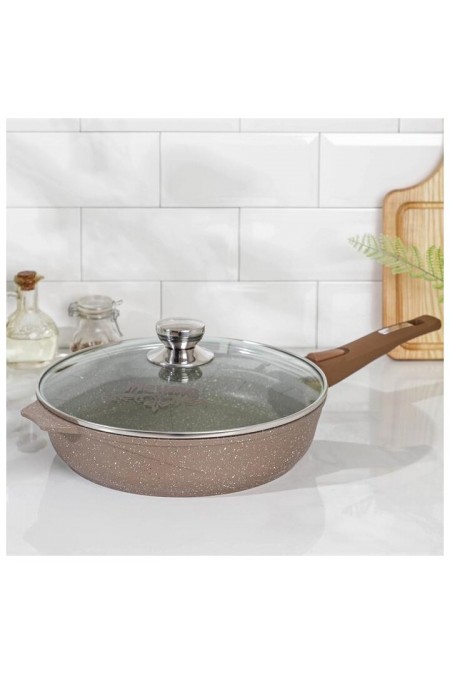 Сковорода Мечта Гранит Brown с028806 с крышкой съемная ручка 28 см (коричневый) 2