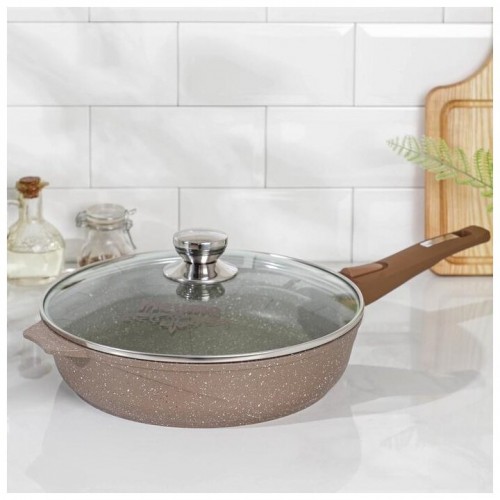 Сковорода Мечта Гранит Brown с028806 с крышкой съемная ручка 28 см (коричневый) 2